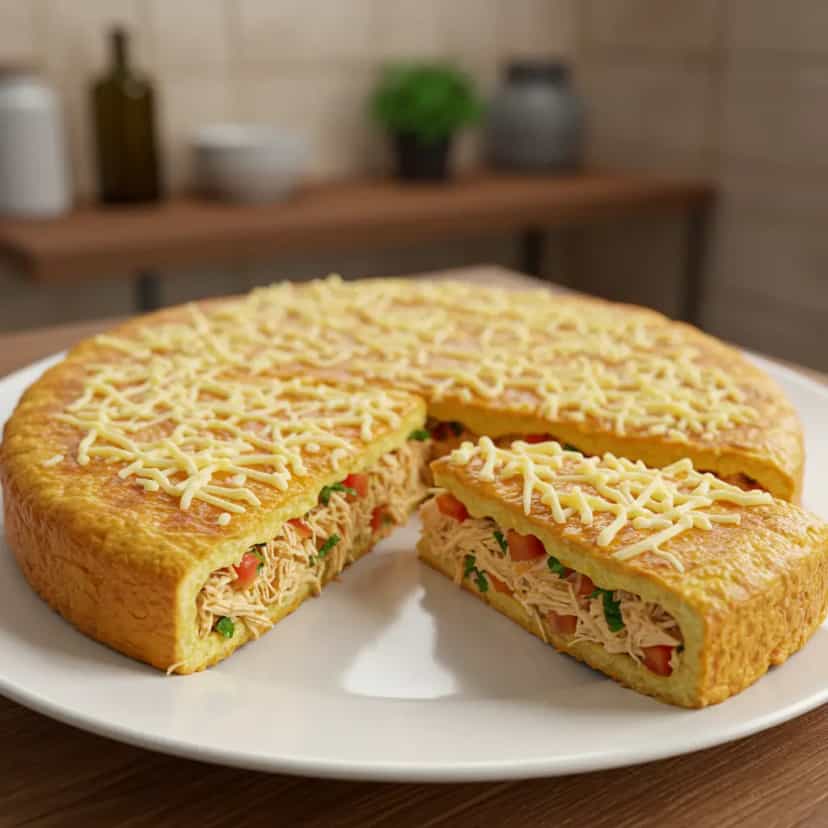 Foto deliciosa de Torta de frango de liquidificador pronta para servir - Tortas Salgadas
