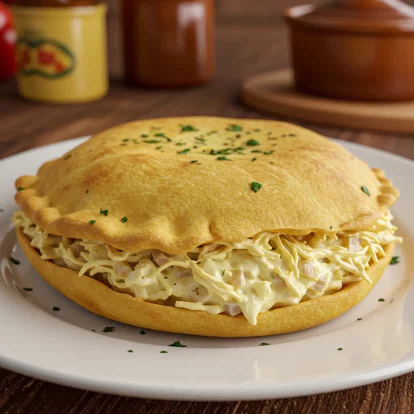 Foto deliciosa de Torta de Frango de Microondas pronta para servir - No Micro-ondas