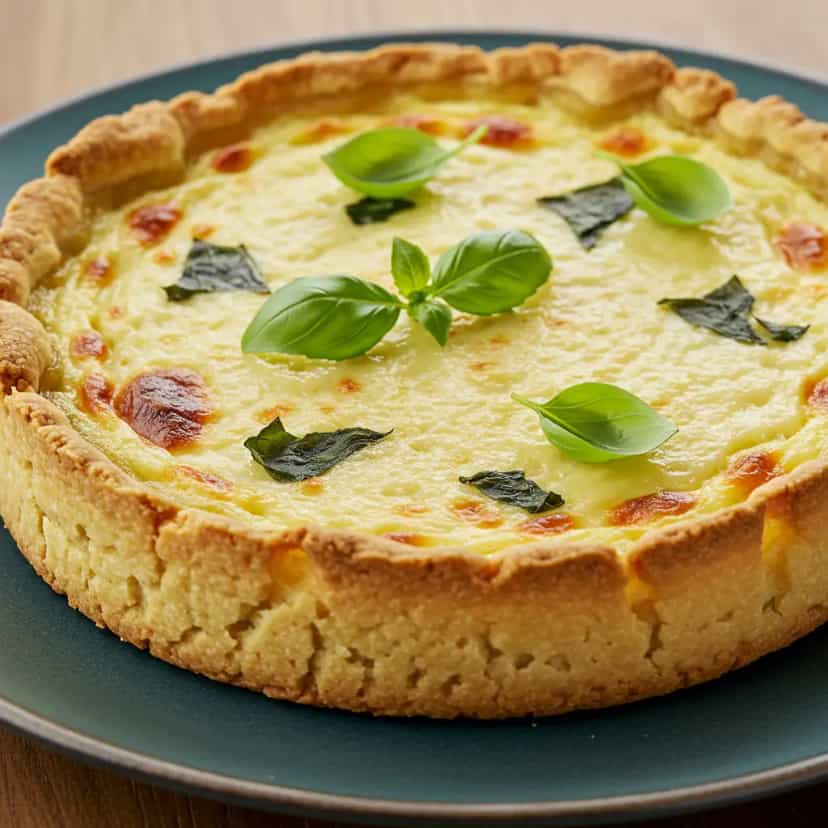 Foto deliciosa de Torta de Frango Gratinada com Requeijão pronta para servir - Tortas Salgadas