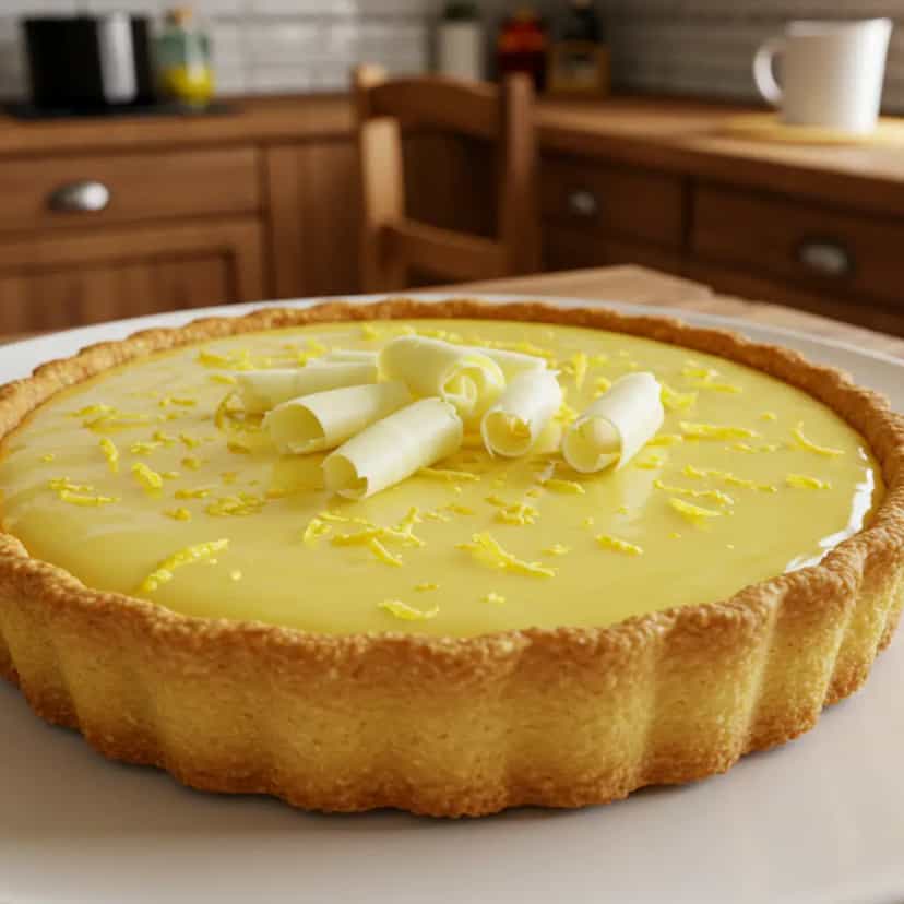 Foto deliciosa de Torta de limão com chocolate branco pronta para servir - Tortas & Tortinhas