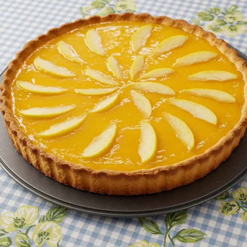 Torta de Maçã Cremosa com Calda de Laranja
