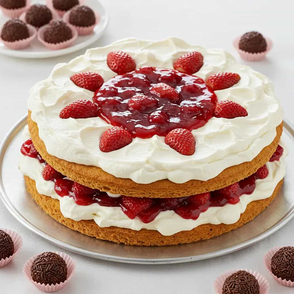 Torta de Morango com Mousse Cremosa