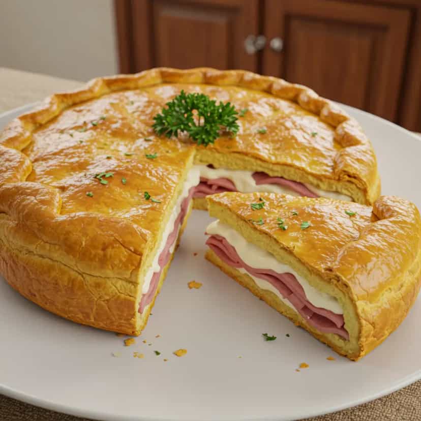 Foto deliciosa de Torta de mortadela pronta para servir - Lanches de Padaria