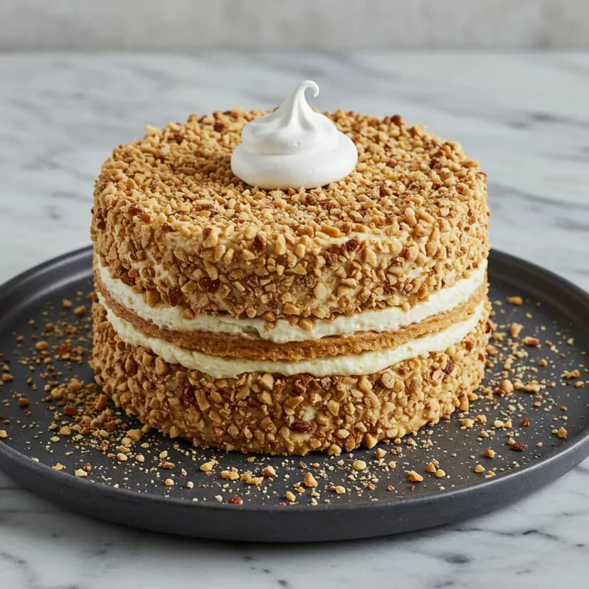 Torta de Nozes com Suspiro e Creme de Chocolate