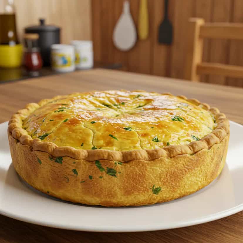 Foto deliciosa de Torta de palmito com requeijão pronta para servir - Tortas Salgadas