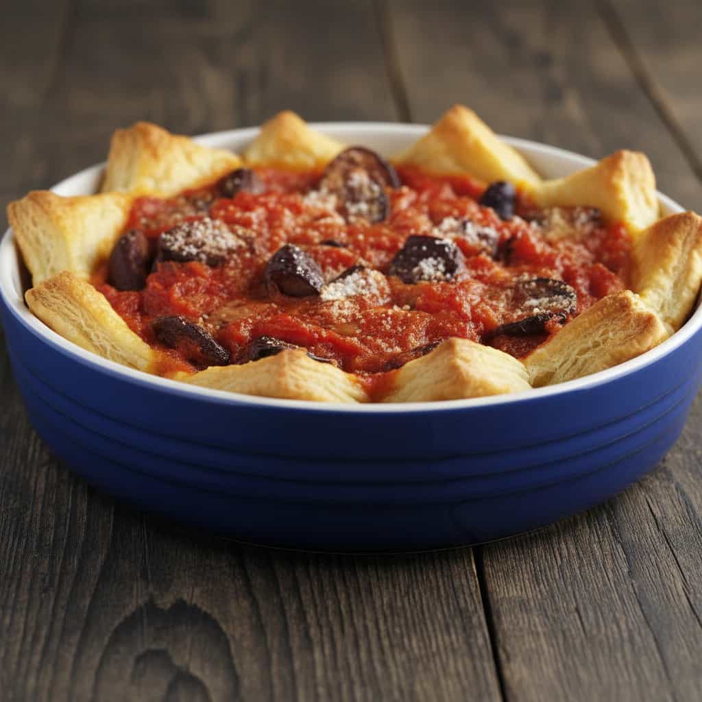 Torta de Pão com Sardinha e Molho de Tomate Caseiro