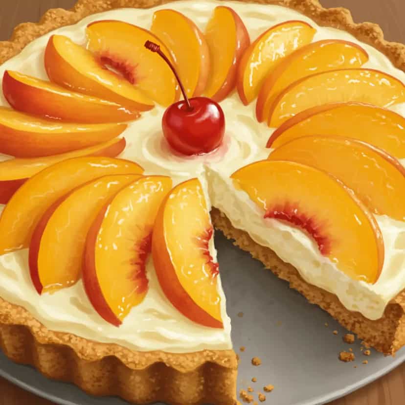 Foto deliciosa de Torta de pêssego pronta para servir - Tortas & Tortinhas