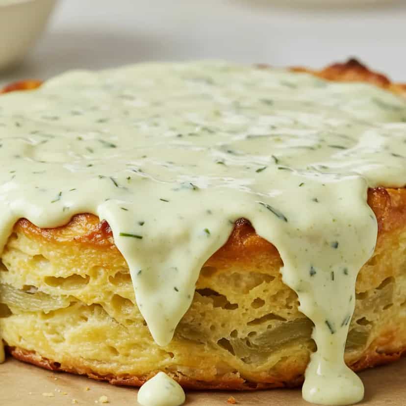 Foto deliciosa de Torta de Queijo e Cebola pronta para servir - Tortas Salgadas