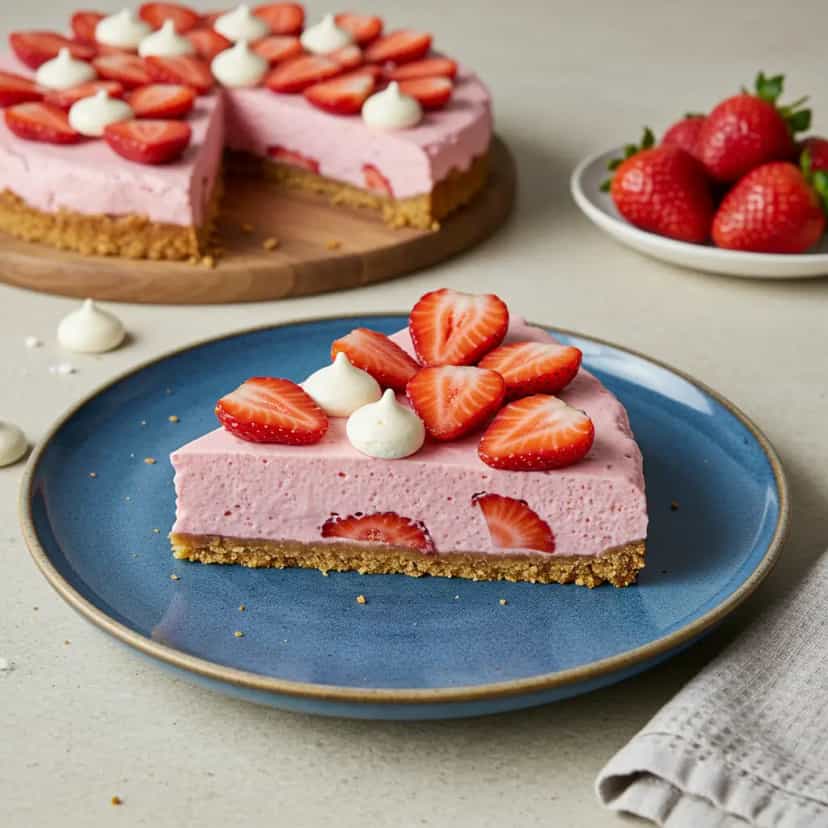 Foto deliciosa de Torta Mousse de Morango: Deliciosa e Fácil pronta para servir - Tortas & Tortinhas