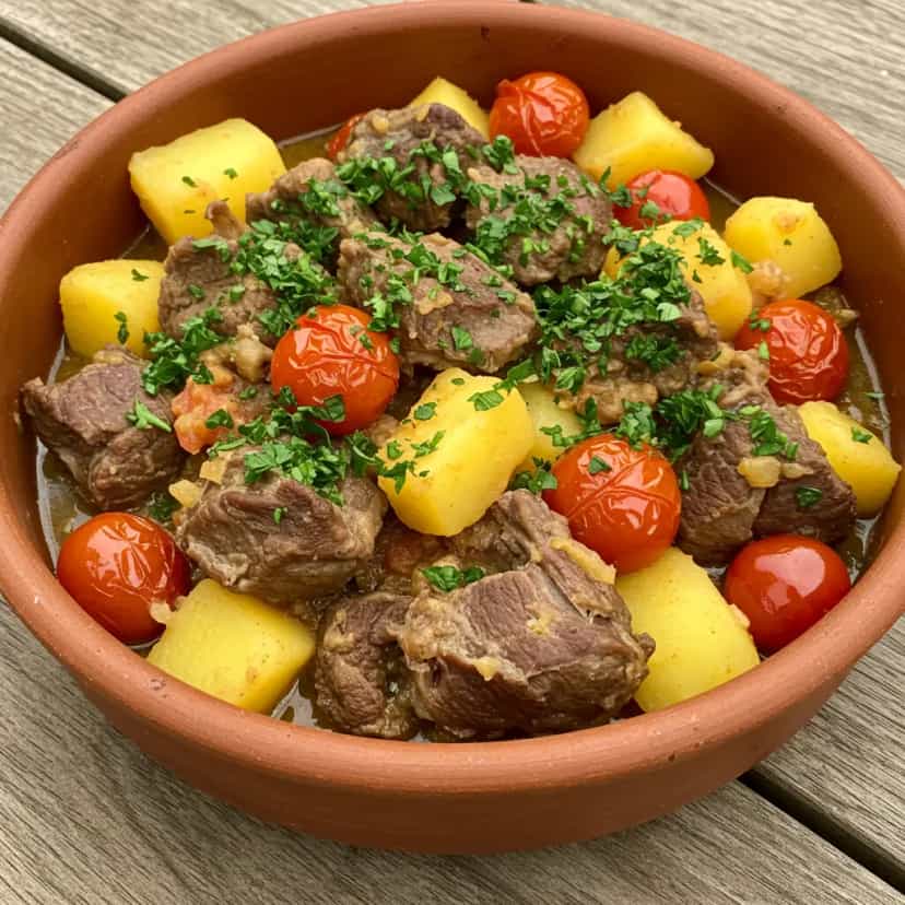 Foto deliciosa de Vaca Atolada com Banana-da-terra e Calabresa pronta para servir - Carnes & Frango