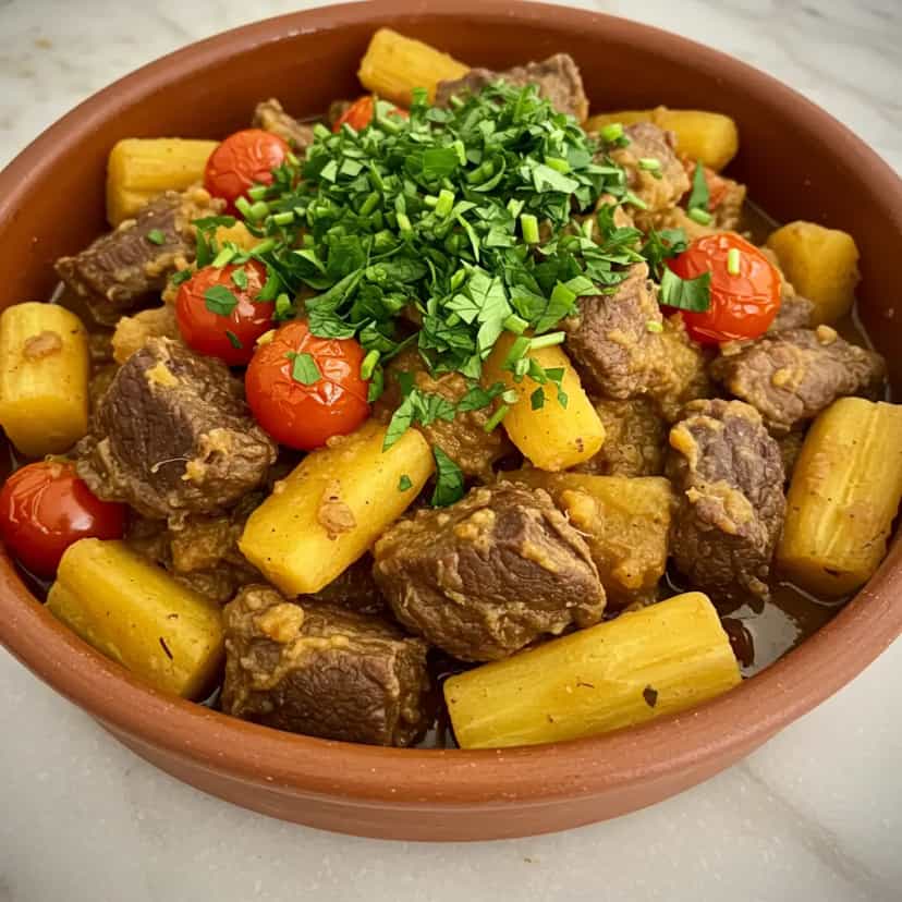 Foto deliciosa de Vaca Atolada Tradicional pronta para servir - Pratos Brasileiros Icônicos