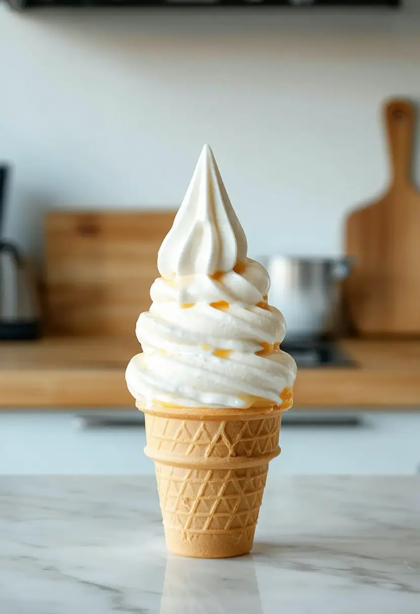 Foto deliciosa de Sorvete Cremoso de Baunilha pronta para servir - Doces Gelados & Sorvetes
