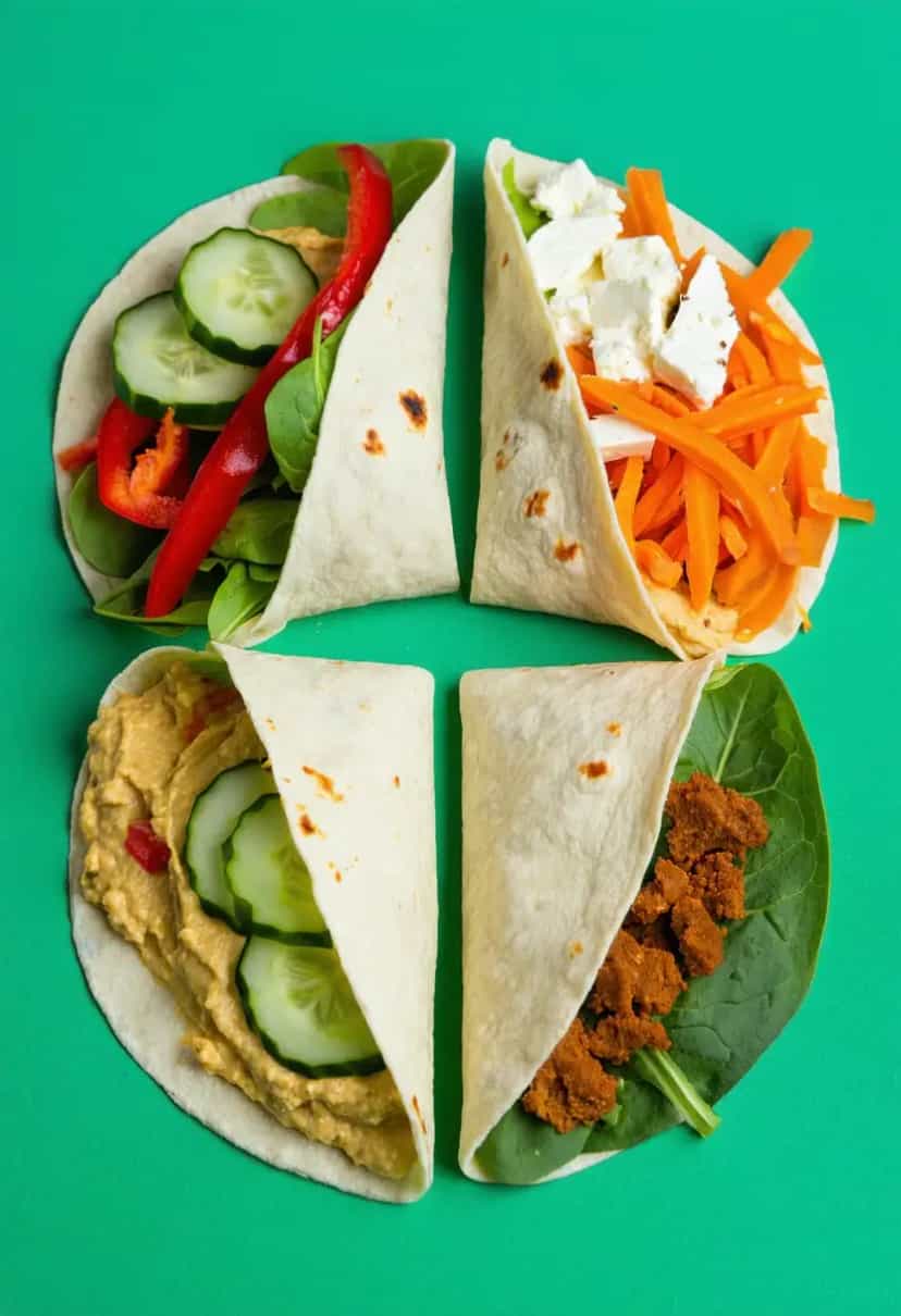 Foto deliciosa de Wrap de Hummus de Legumes pronta para servir - Snacks Naturais