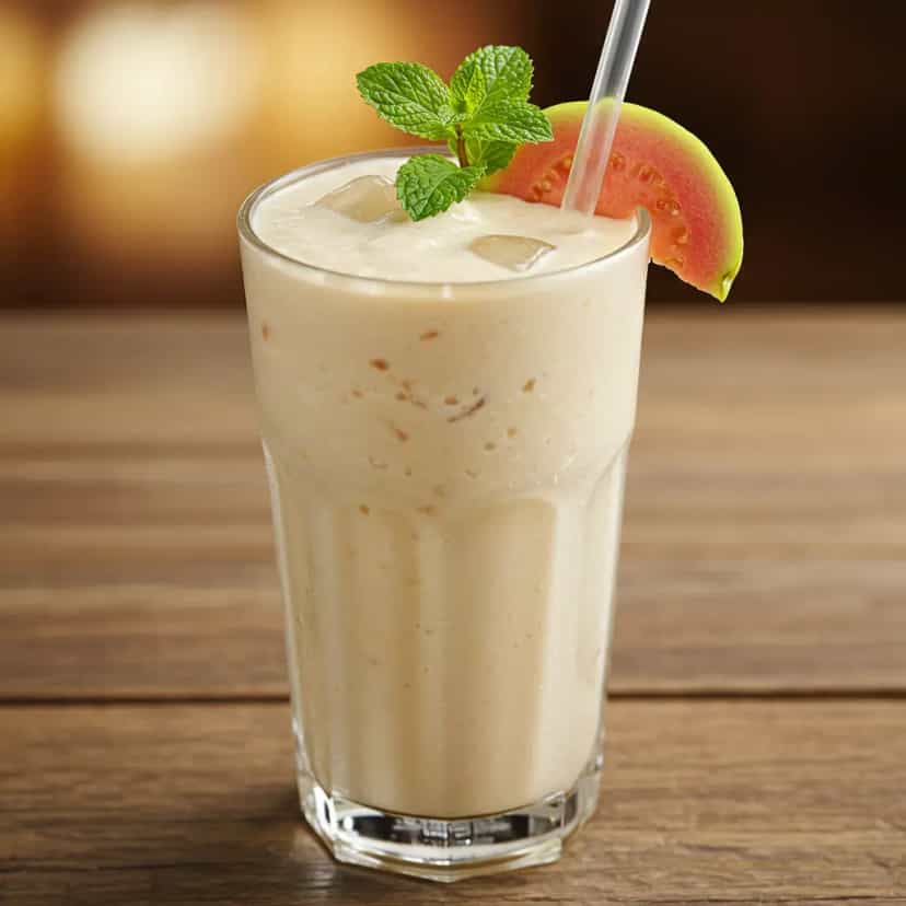 Foto deliciosa de Vitamina Cremosa de Goiaba e Hortelã pronta para servir - Sucos & Smoothies