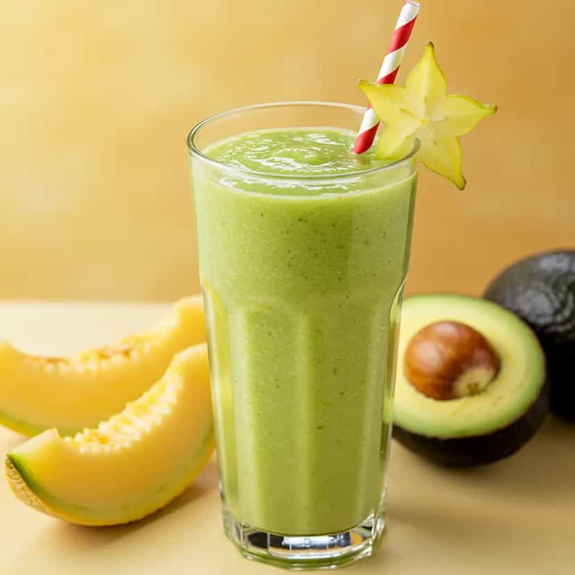 Foto deliciosa de Vitamina Refrescante de Abacate e Melão pronta para servir - Sucos & Smoothies