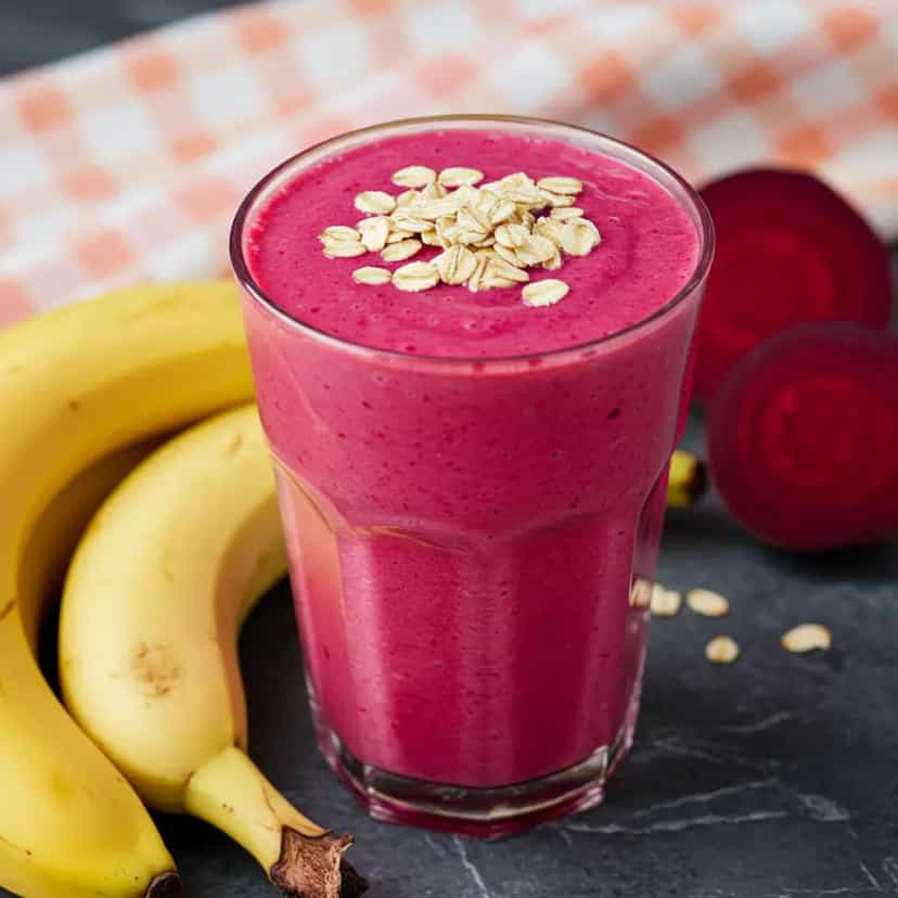 Foto deliciosa de Vitamina Refrescante de Banana, Beterraba e Aveia pronta para servir - Sucos & Smoothies