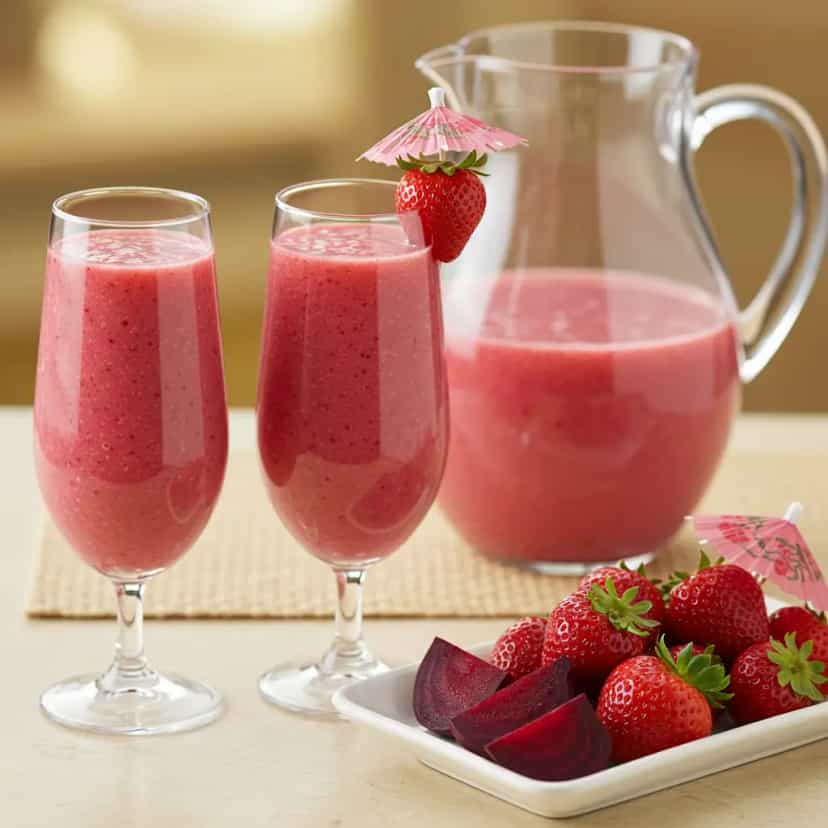 Foto deliciosa de Vitamina Refrescante de Beterraba e Morango pronta para servir - Sucos & Smoothies