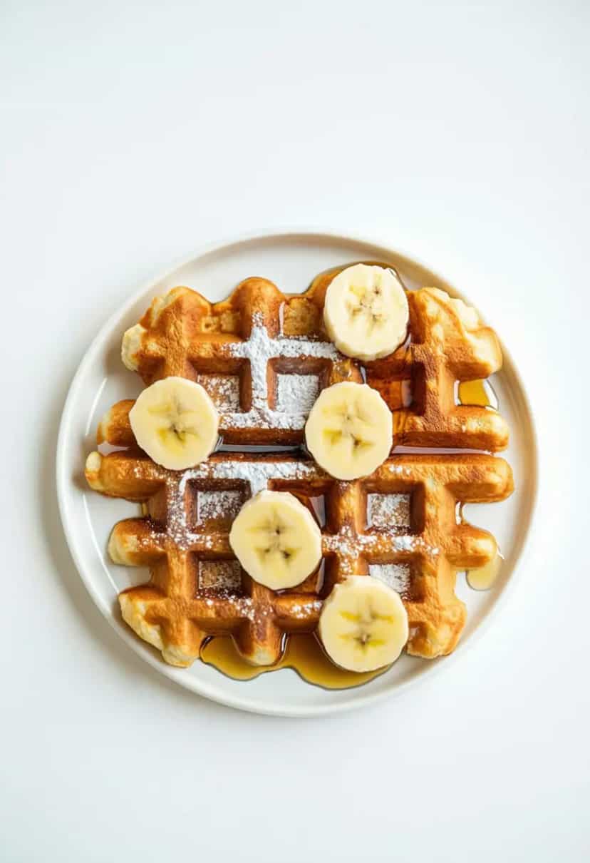 Foto deliciosa de Waffle de Aveia Sem Leite pronta para servir - Panquecas & Waffles