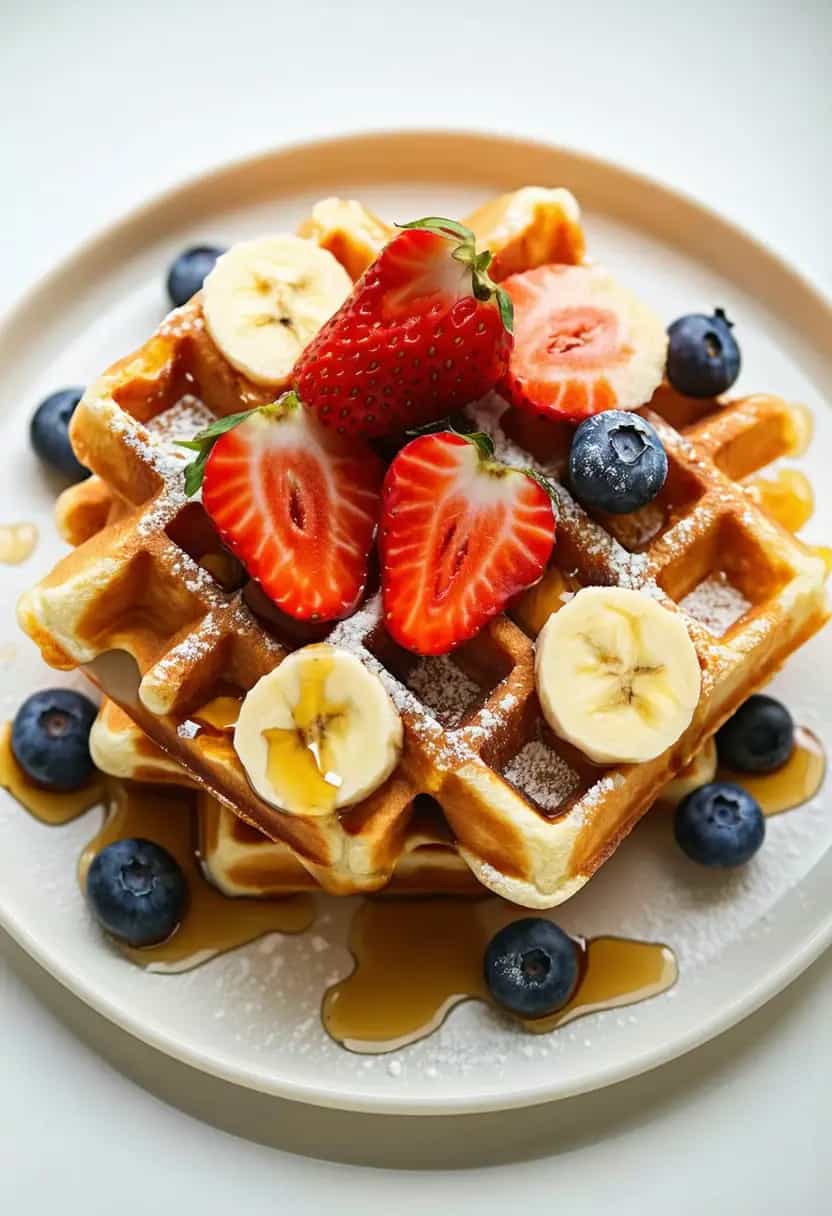 Waffles de Proteína com Frutas