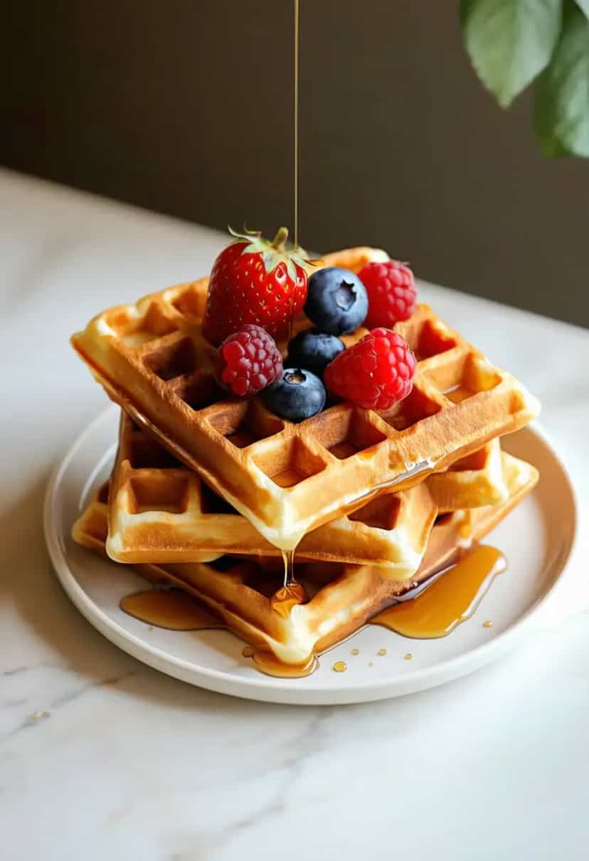 Foto deliciosa de Waffles Tradicionais pronta para servir - Panquecas & Waffles