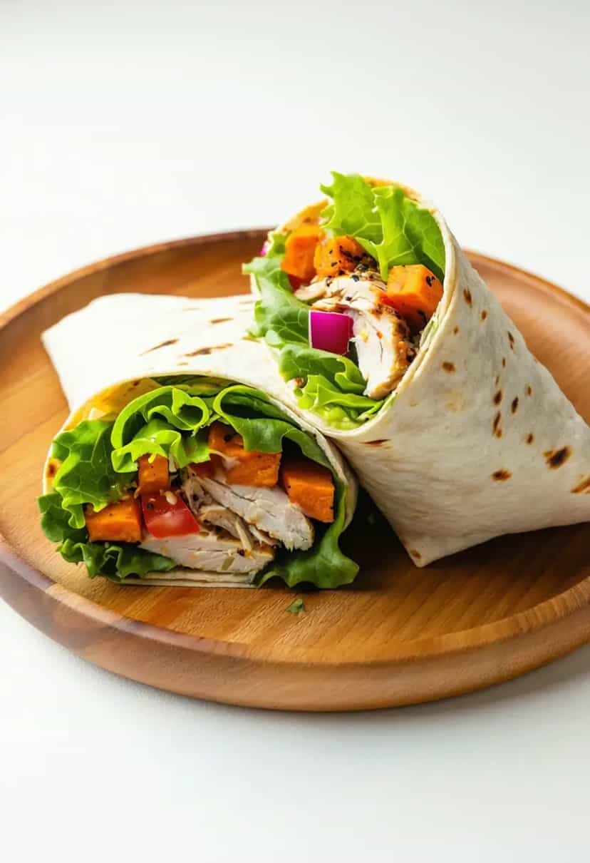 Foto deliciosa de Wrap de Batata Doce e Frango pronta para servir - Sanduíches & Hambúrgueres