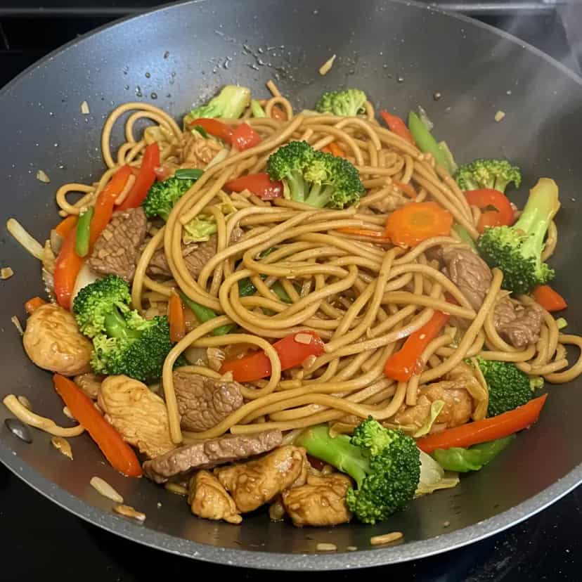 Foto deliciosa de Yakissoba de Frango e Alcatra pronta para servir - Bowls & Noodles