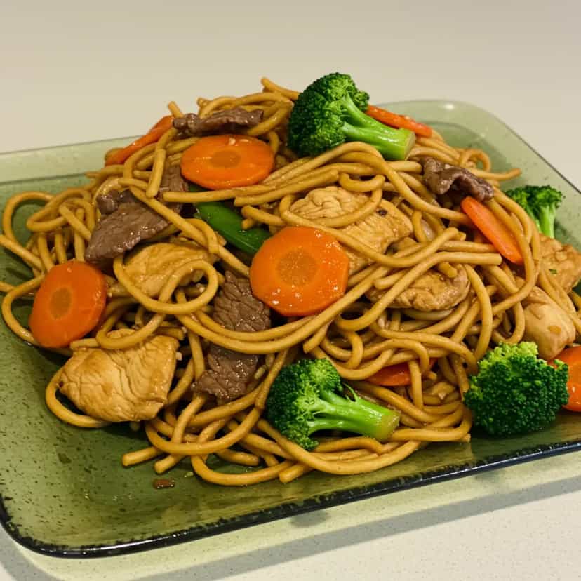 Foto deliciosa de Yakissoba de Frango e Carne pronta para servir - Bowls & Noodles