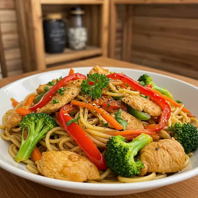 Foto deliciosa de Yakissoba de frango pronta para servir - Bowls & Noodles