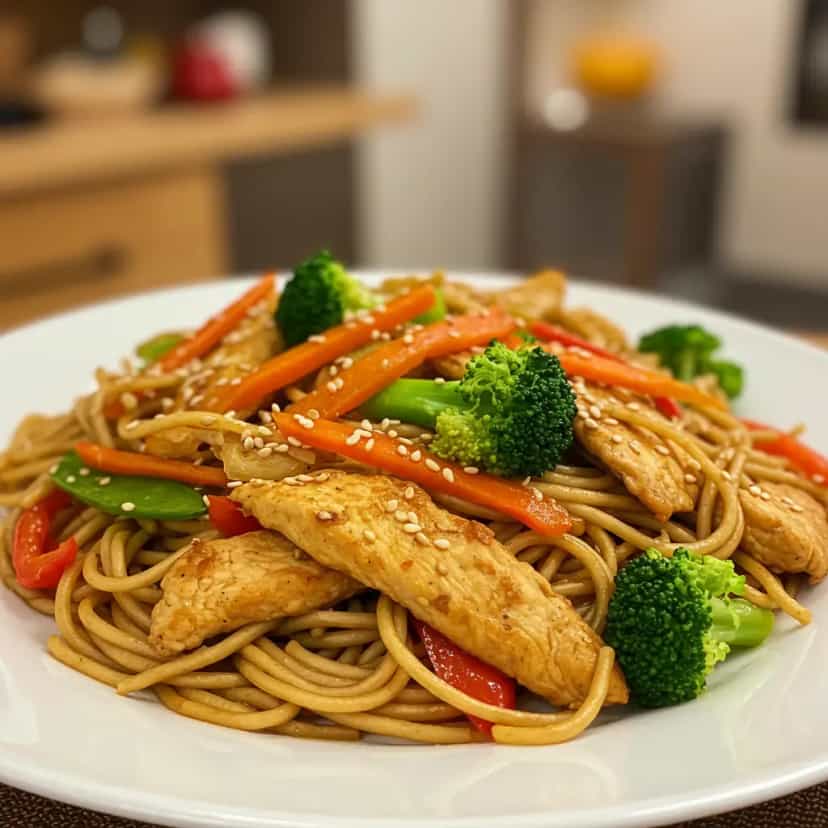 Foto deliciosa de Yakissoba Koyama misto (carne, frango e legumes) pronta para servir - Bowls & Noodles