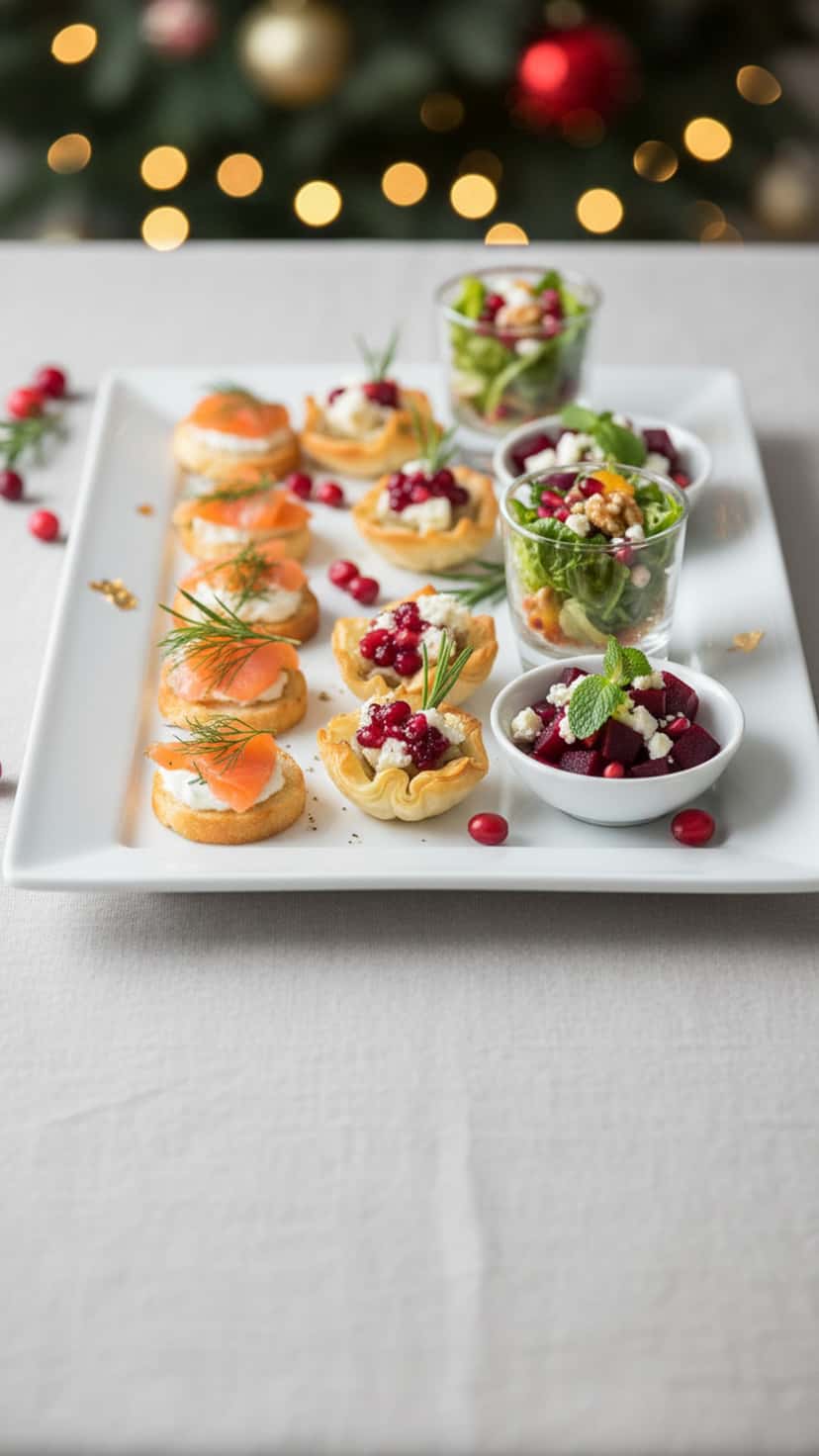 Entradas natalinas sofisticadas: ideias de canapés e saladas para impressionar