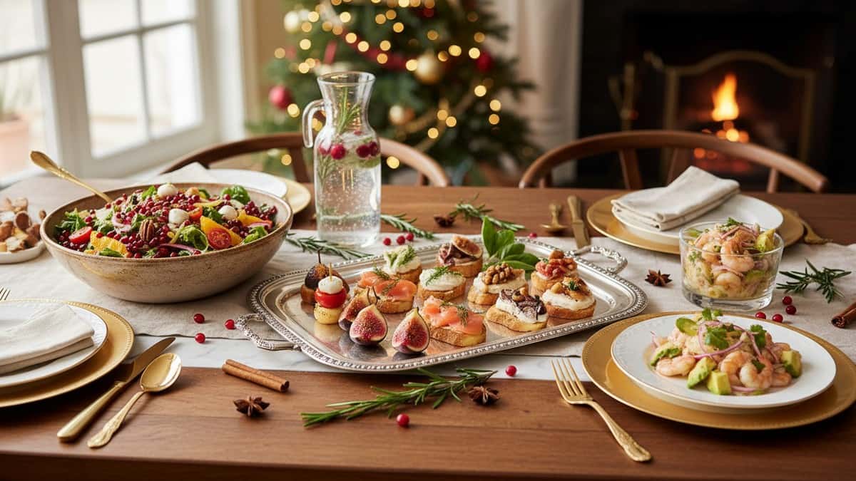 Entradas natalinas sofisticadas: ideias de canapés e saladas para impressionar