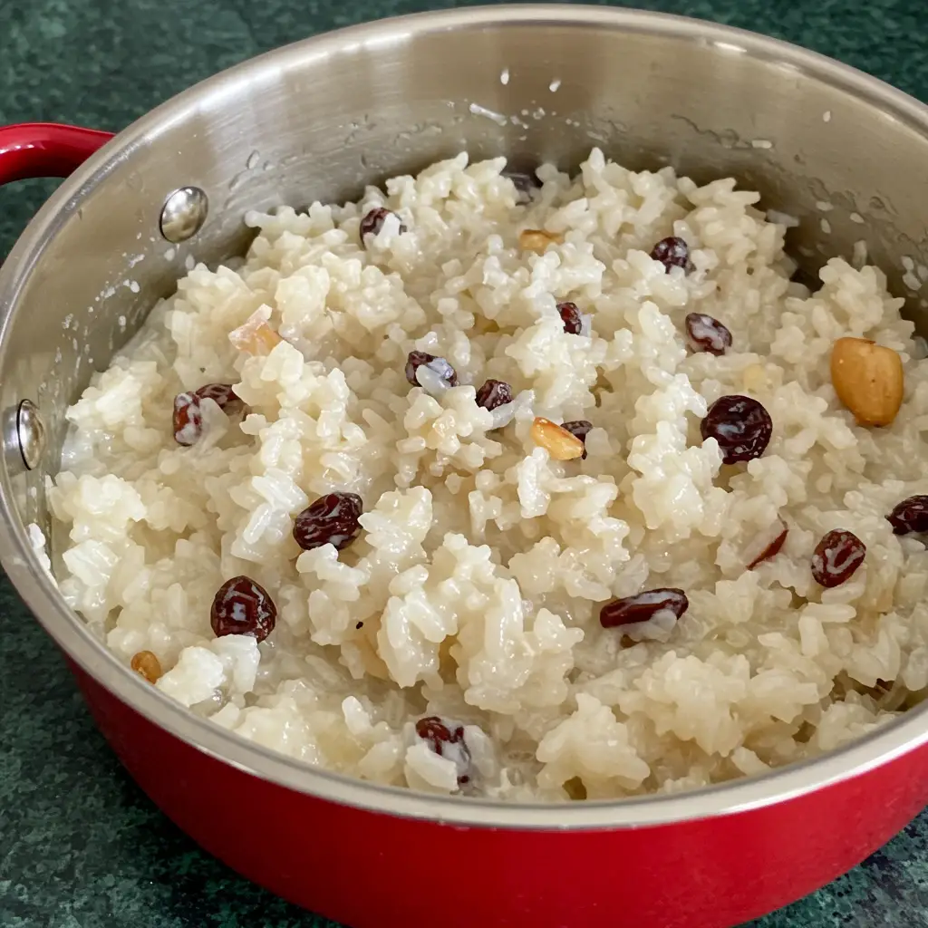 Arroz Cremoso com Castanhas, Nozes e Passas