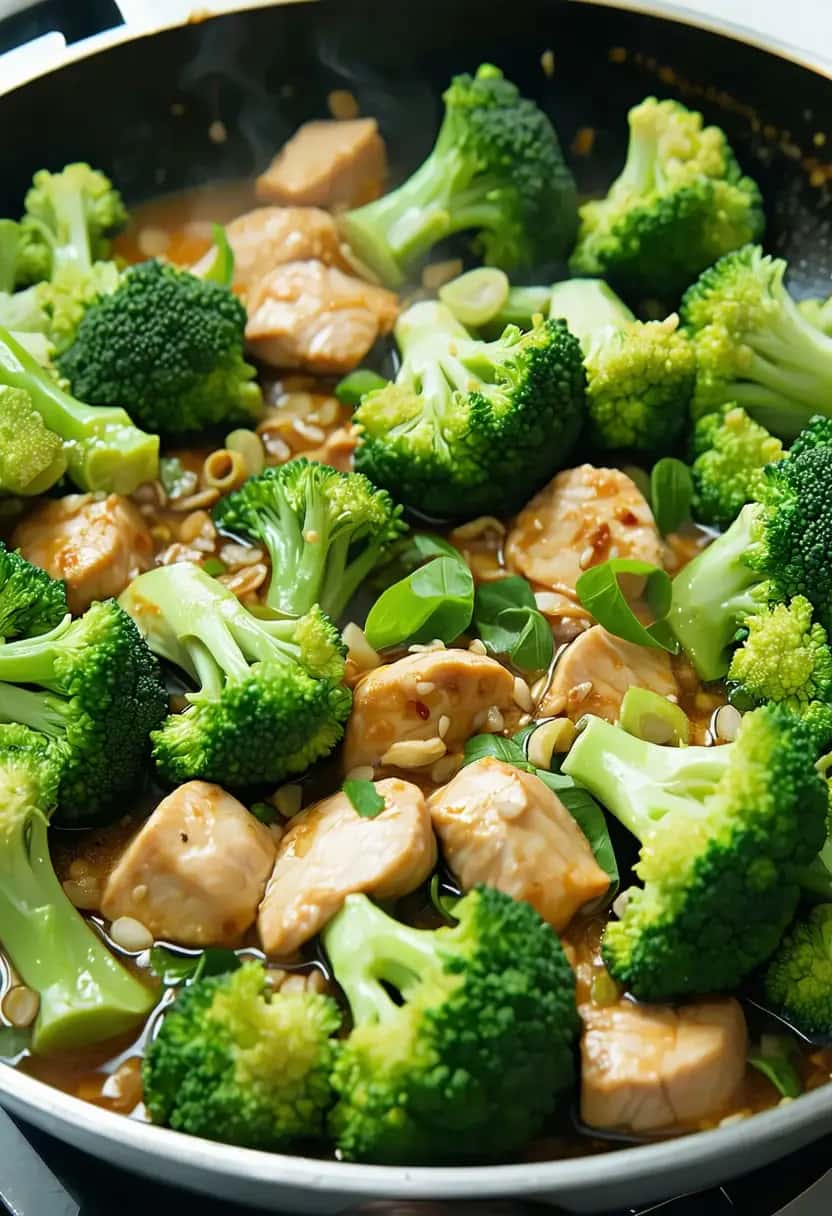 Frango e Brócolis Salteados 100% vegetal