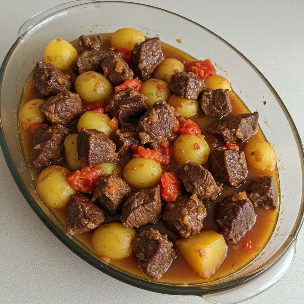 Costela Bovina assada com Batatas e Cenouras