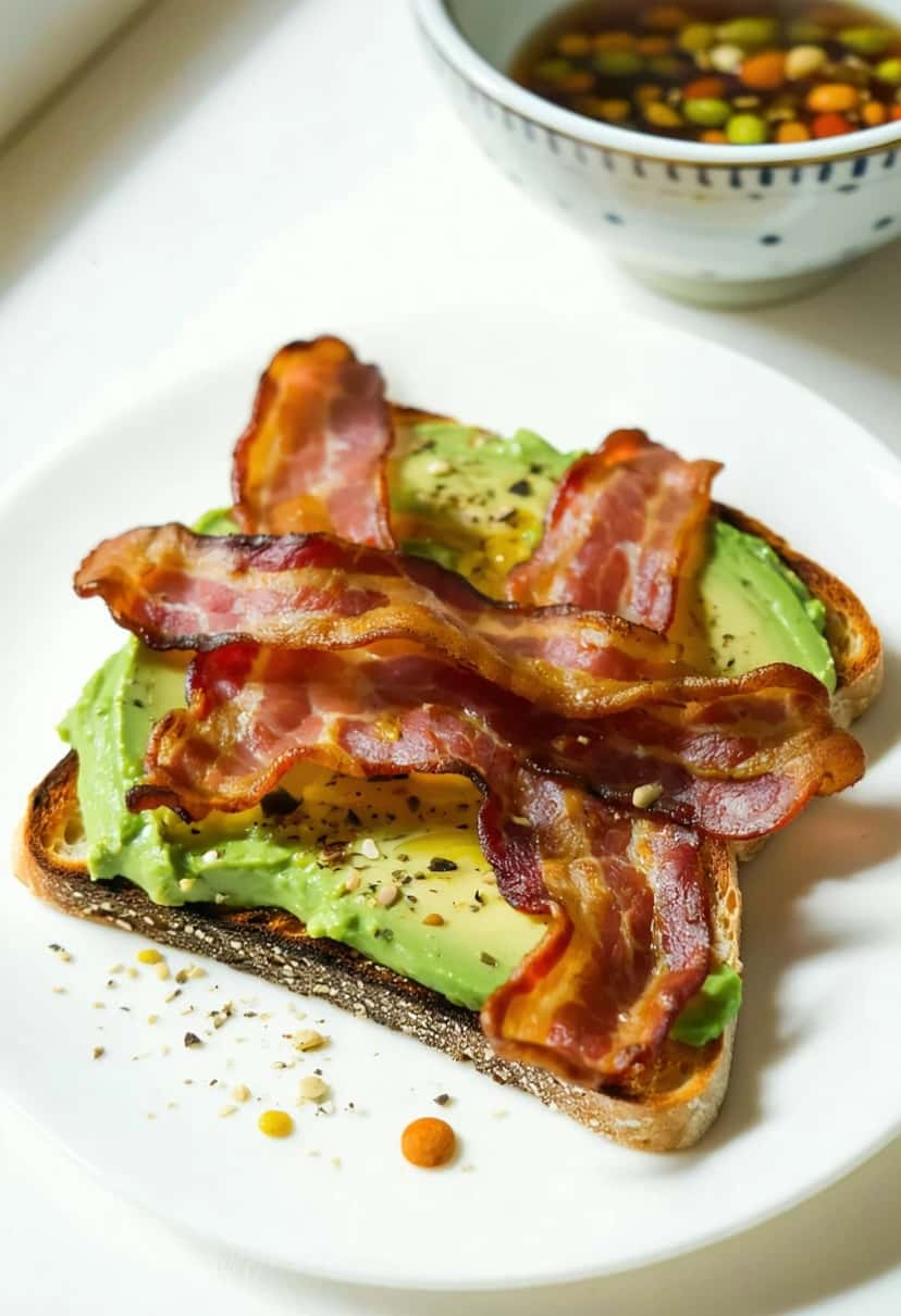 Torrada de Abacate com Bacon Crocante