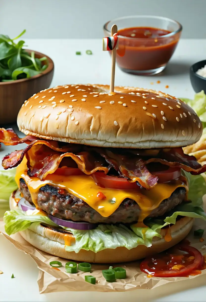 Hamburguer Delicioso com Bacon e Churrasco