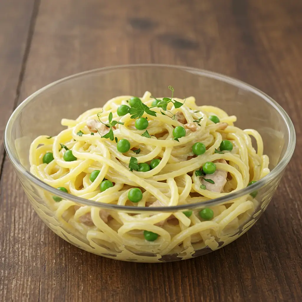 Espaguete cremoso com Frango e Queijo Minas