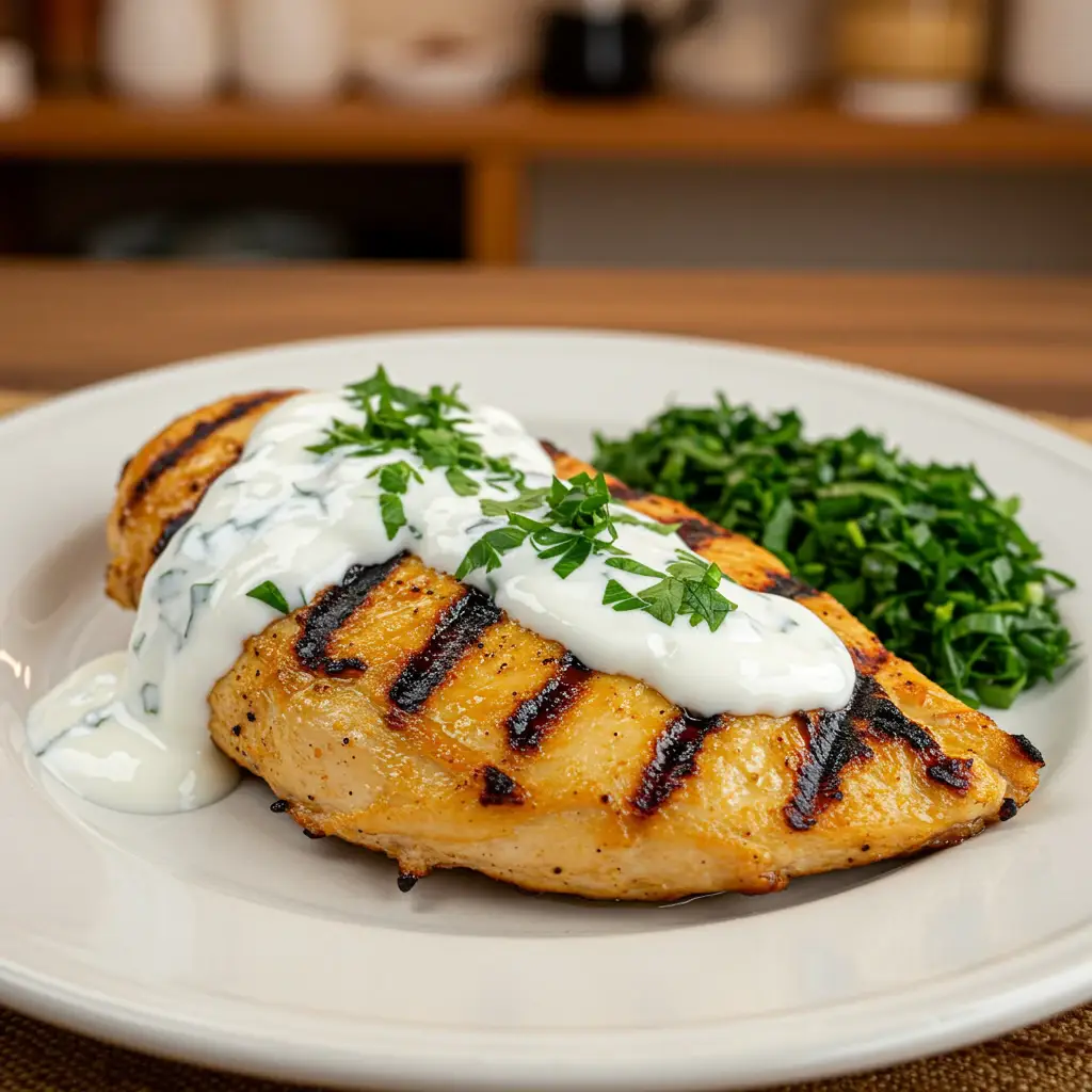 Frango Grelhado com Molho de Iogurte Cremoso