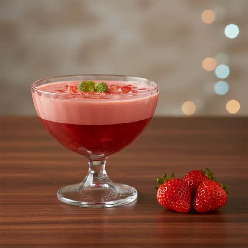 Gelatina de Morango Cremosa com Iogurte