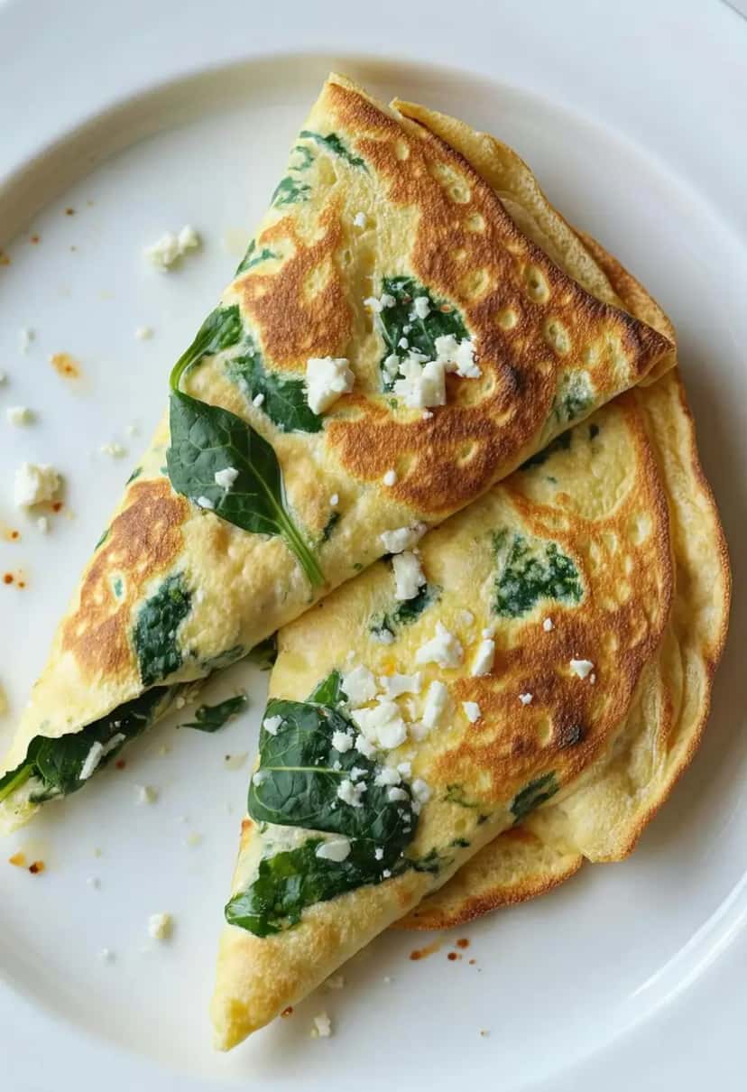 Omelete de Espinafre e Feta Delicioso