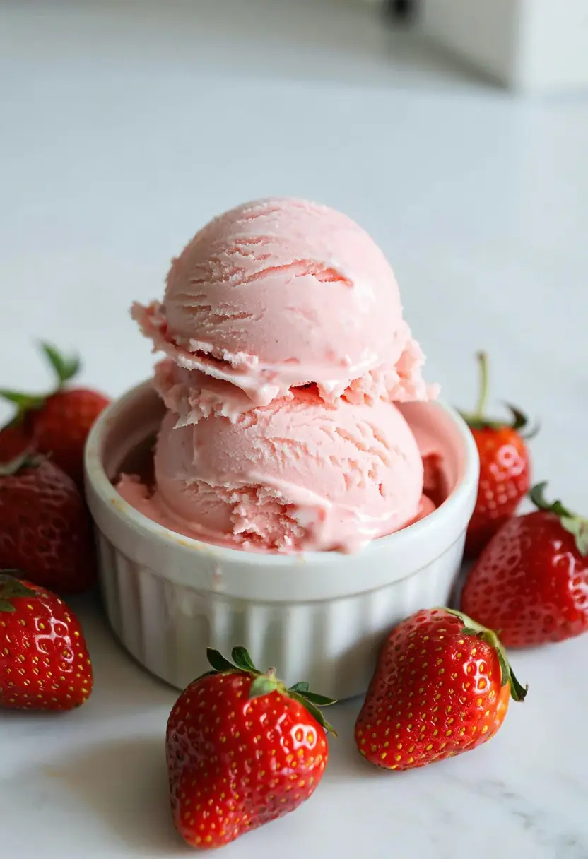 Sorvete de Morango Caseiro