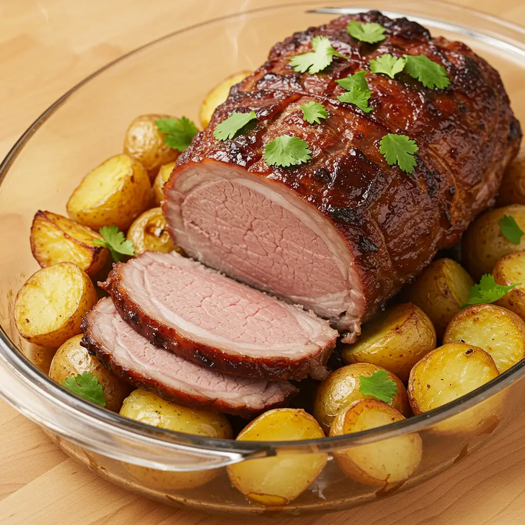 Maminha Assada com Batatas ao Molho de Ervas