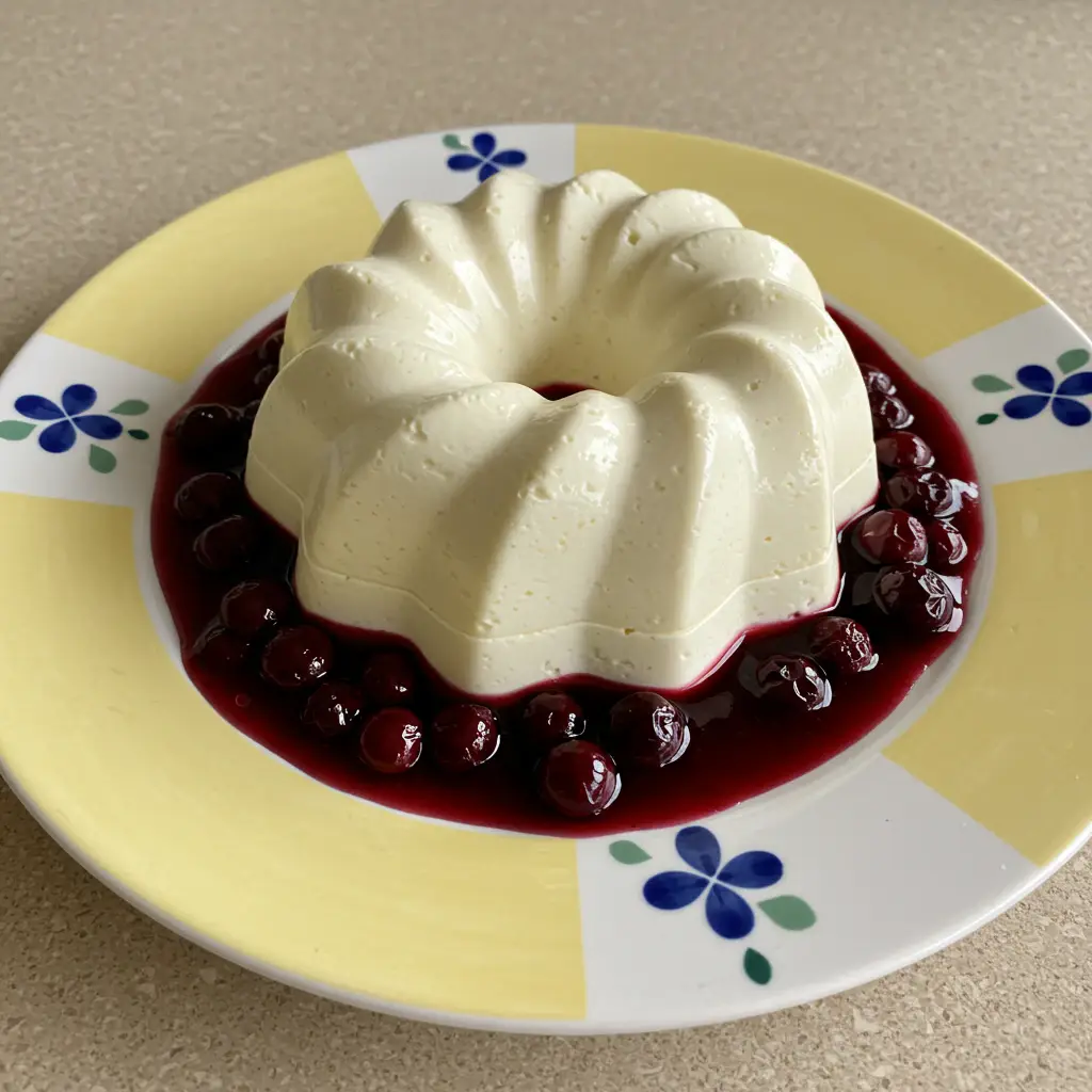 Panacota Cremosa com Calda de Amoras