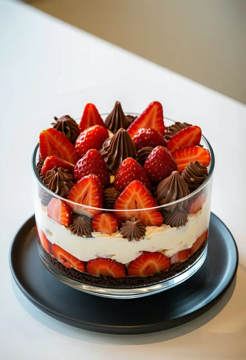 Pavê de Morango com Chocolate Delicioso