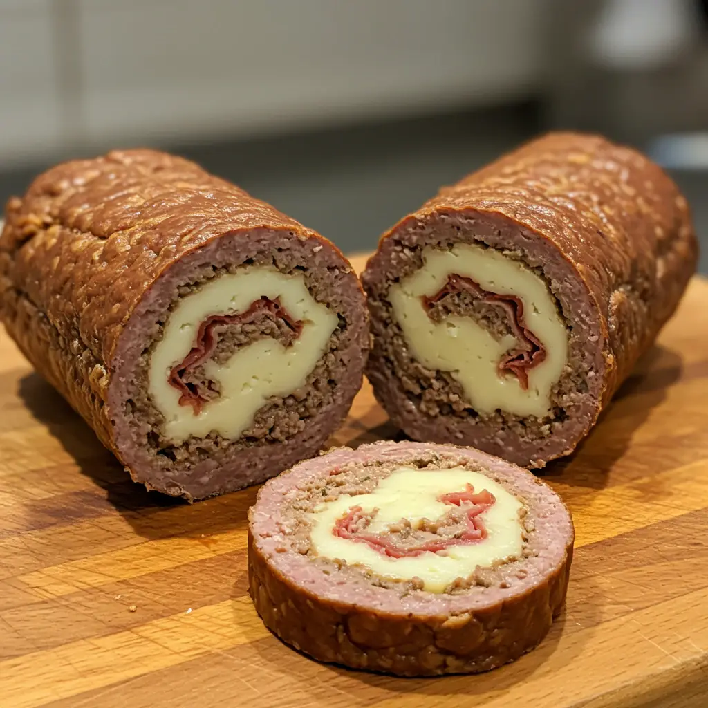 Rocambole de Carne Moída com Calabresa e Abacaxi