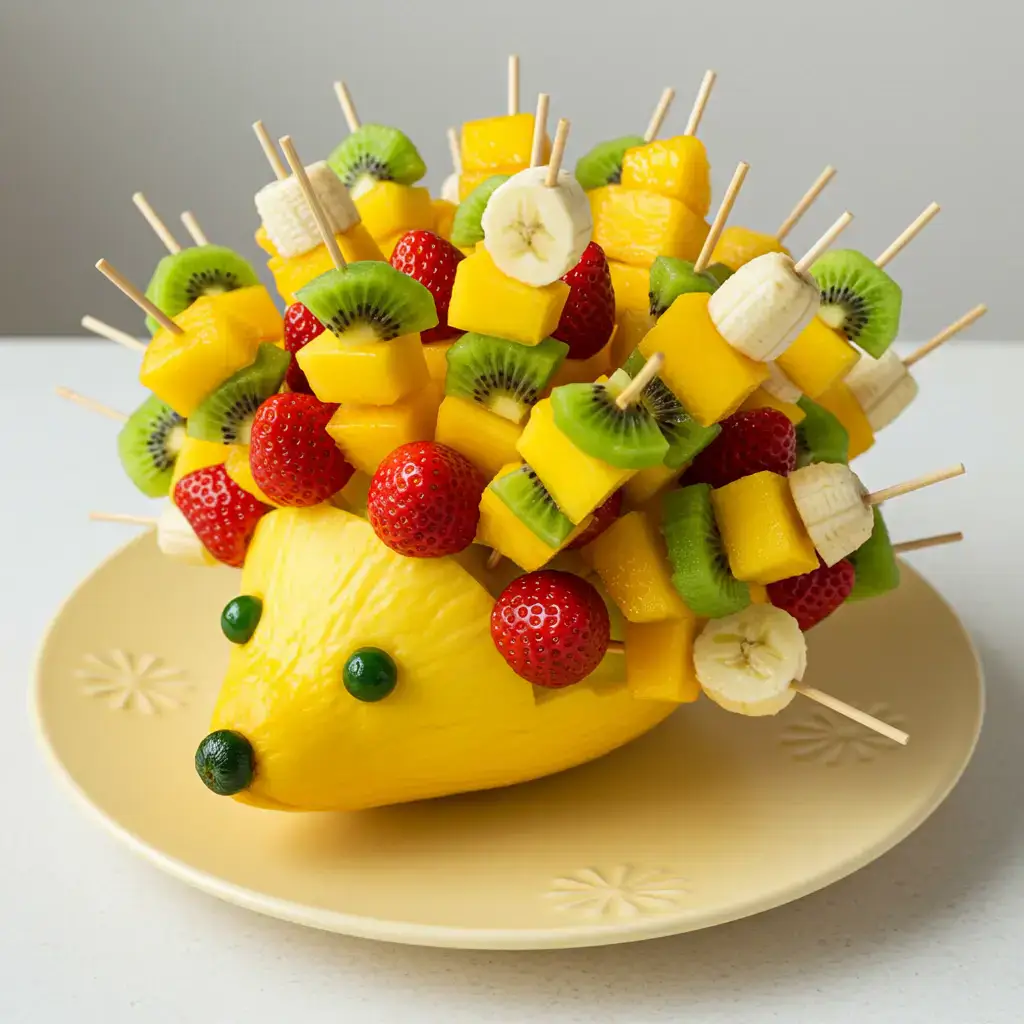 Salada de Frutas em Formato de Porco-Espinho