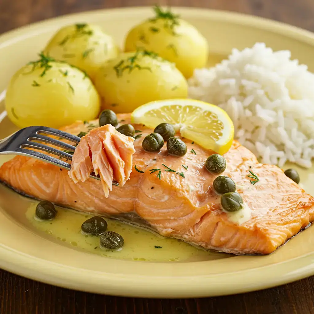 Salmão com Alcaparras e Manteiga