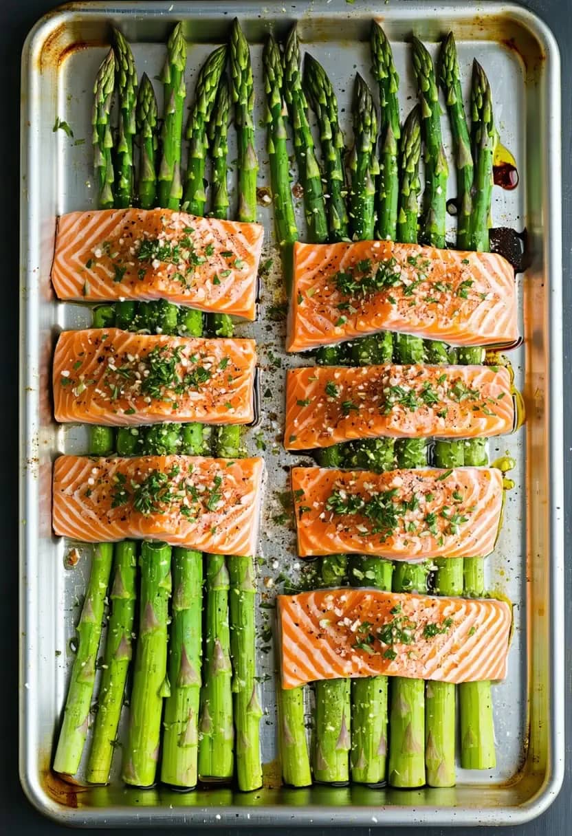 Salmão Assado com Aspargos
