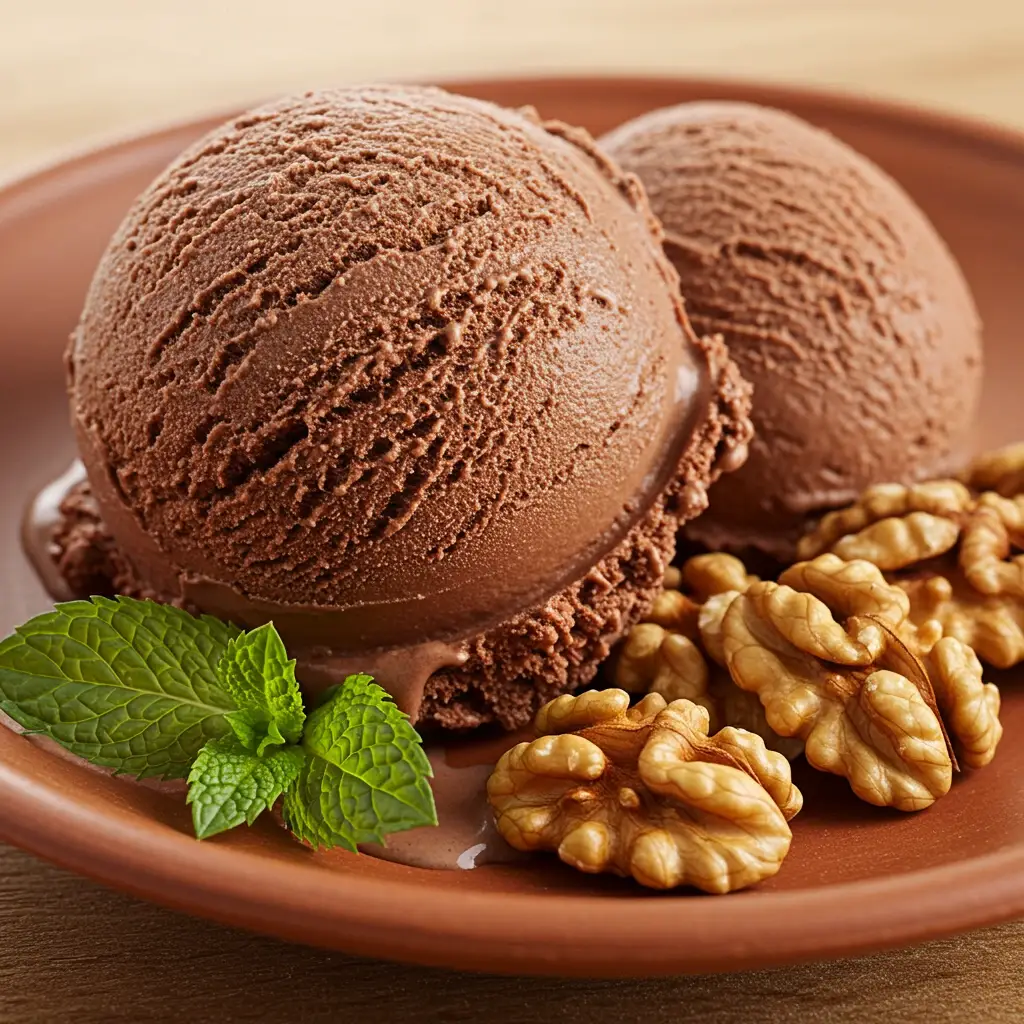 Sorvete Diet de Chocolate com Nozes e Uvas Passas