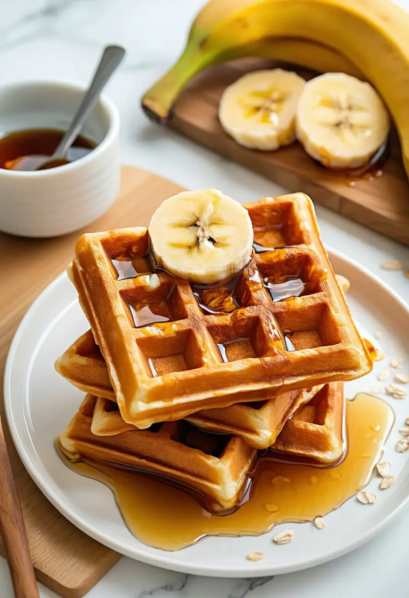 Waffles de Banana e Aveia Caseiros